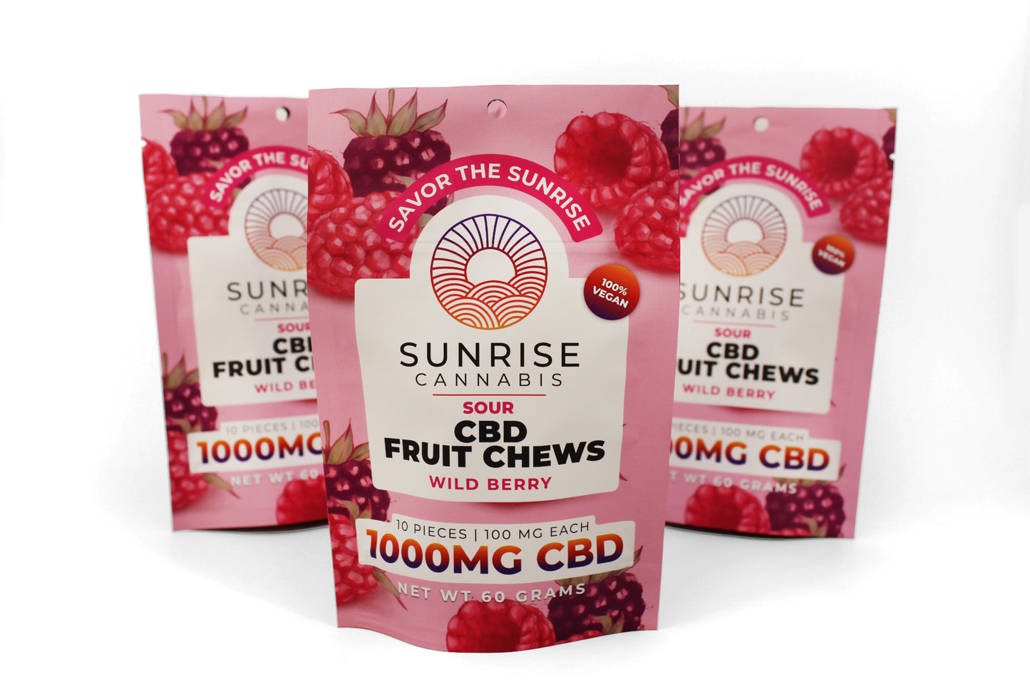 Sunrise CBD - 1000mg Fruit Chews - Sour Wild Berry